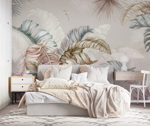 Tropical foliage with delicate birds. Tropical foliage with delicate birds.