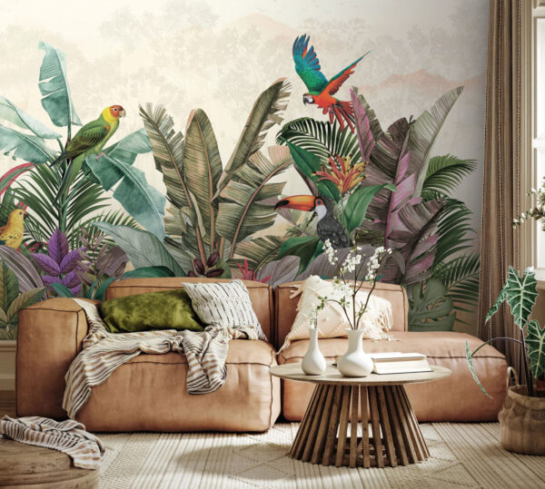 Group of birds and plants Group of birds and plants