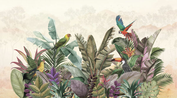 Group of birds and plants Group of birds and plants