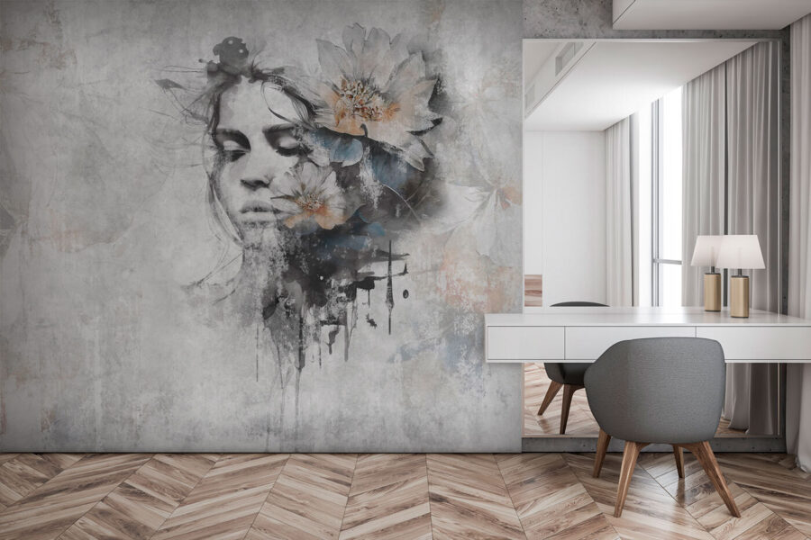 Wall murals Woman's face with flowers