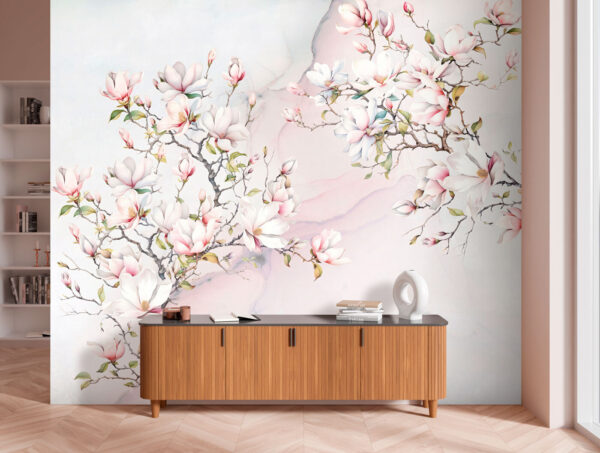 Painting of flowers on a marble surface Painting of flowers on a marble surface