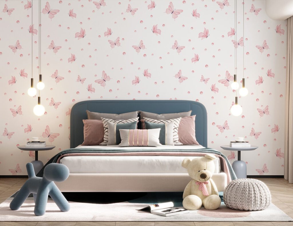 Pattern of butterflies and dots