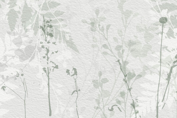 White wall with green leaves White wall with green leaves
