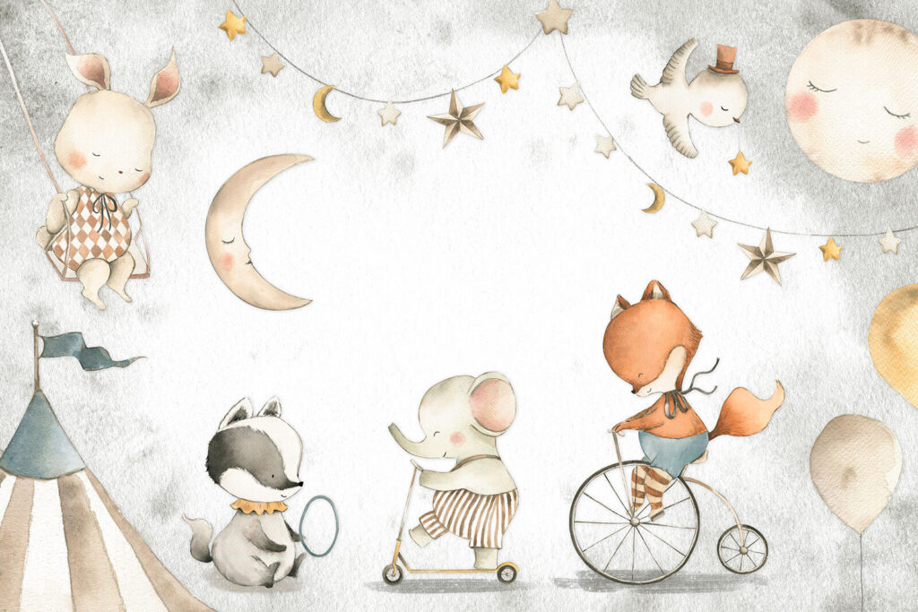 Group of animals riding a bicycle Group of animals riding a bicycle