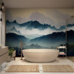 Landscape of mountains and fog Landscape of mountains and fog