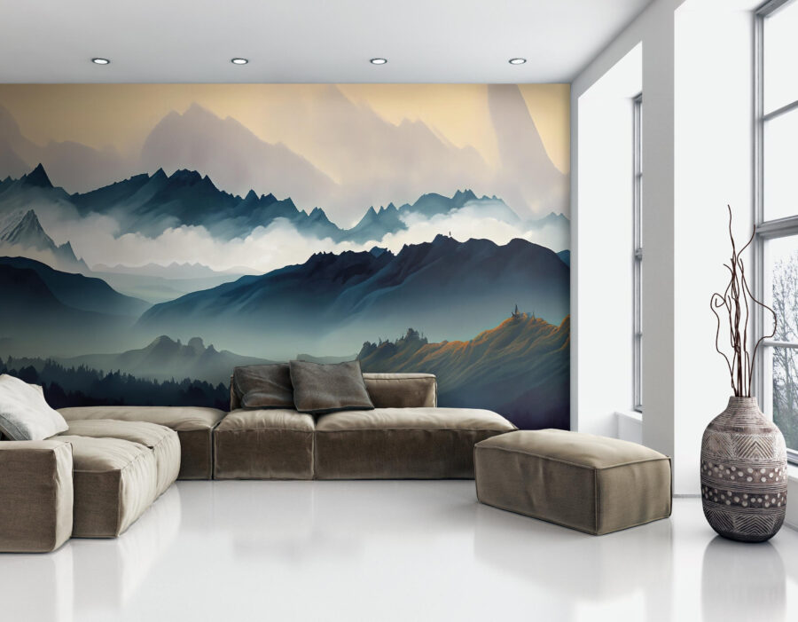 Wall murals Landscape of mountains and fog