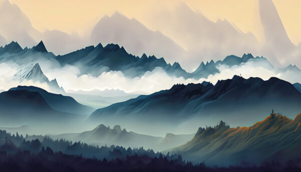 Landscape of mountains and fog Landscape of mountains and fog