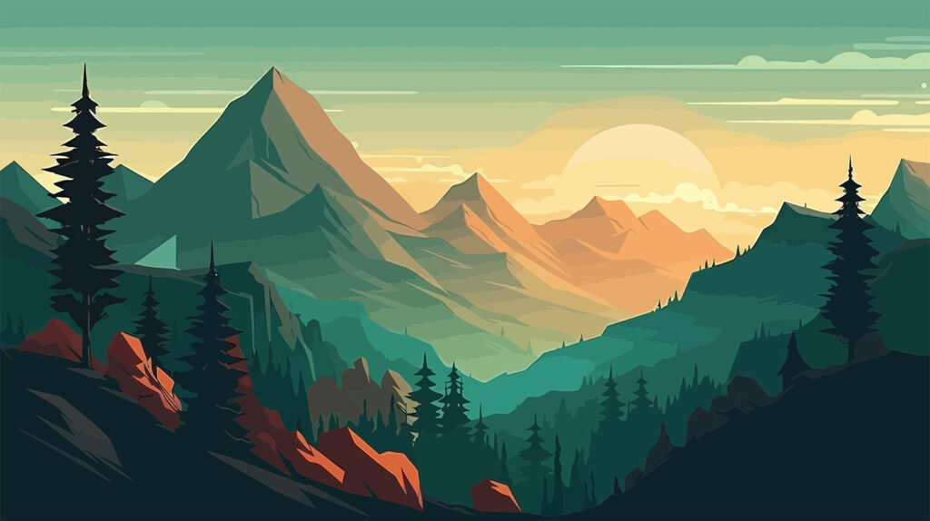A landscape of mountains and trees u96028p 1024x574 - A landscape of mountains and trees - tegory