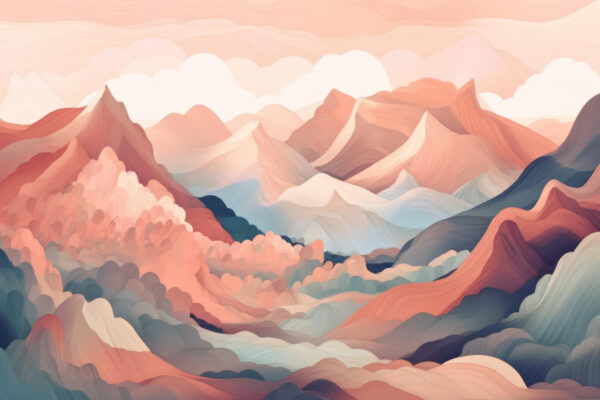 Painting of mountains and clouds Painting of mountains and clouds