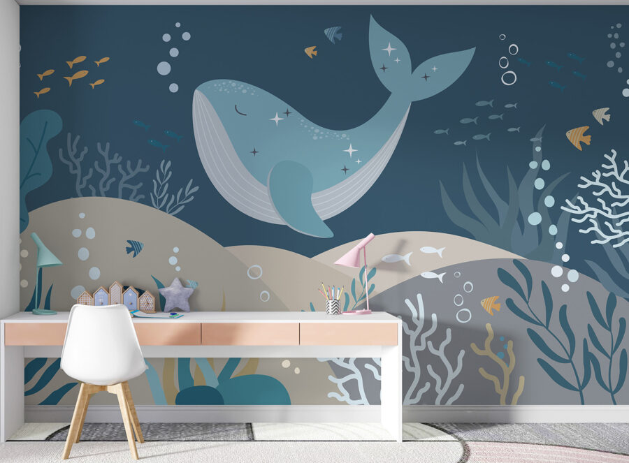 Whale swimming under water Whale swimming under water