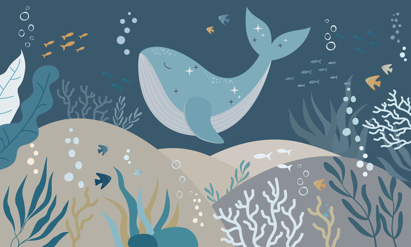 Whale swimming under water Whale swimming under water