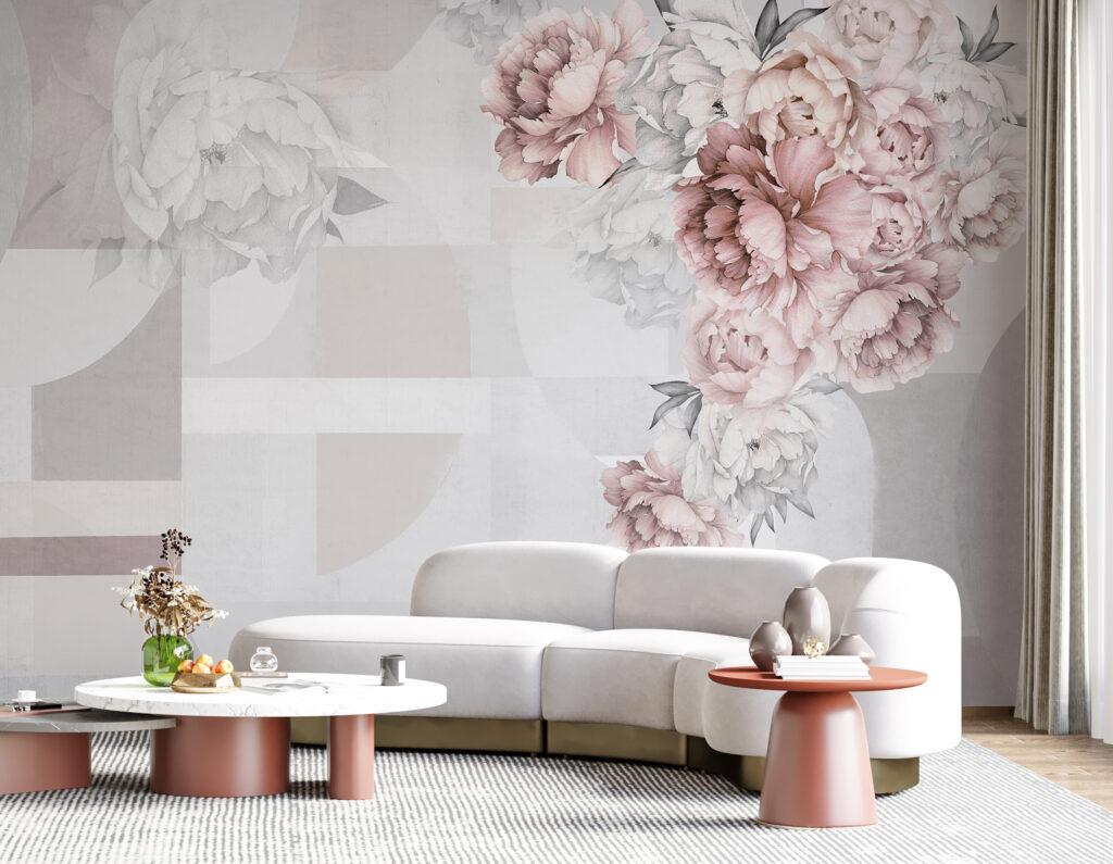 Soft florals complementing abstract shapes Soft florals complementing abstract shapes