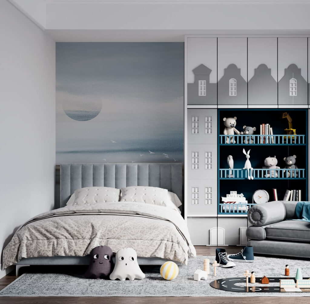 A landscape with birds flying over the horizon A landscape with birds flying over the horizon