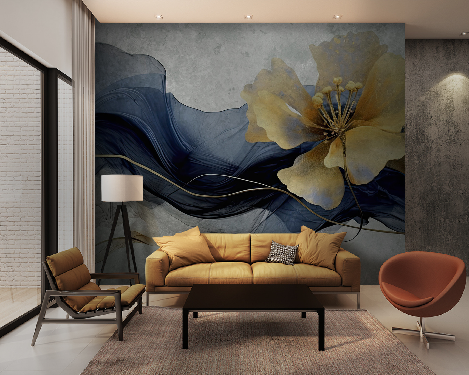 Elegant flower amidst flowing silk