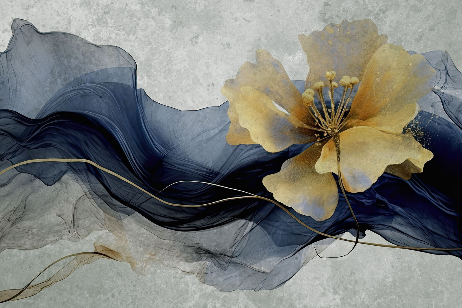 Elegant flower amidst flowing silk