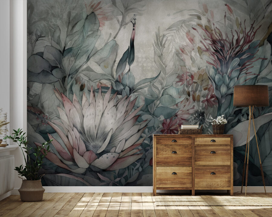 Painting of flowers and leaves Painting of flowers and leaves