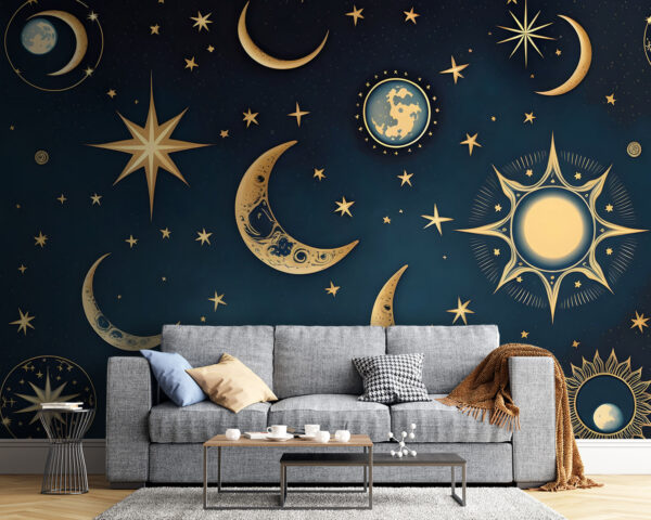 Moon and stars in the sky Moon and stars in the sky