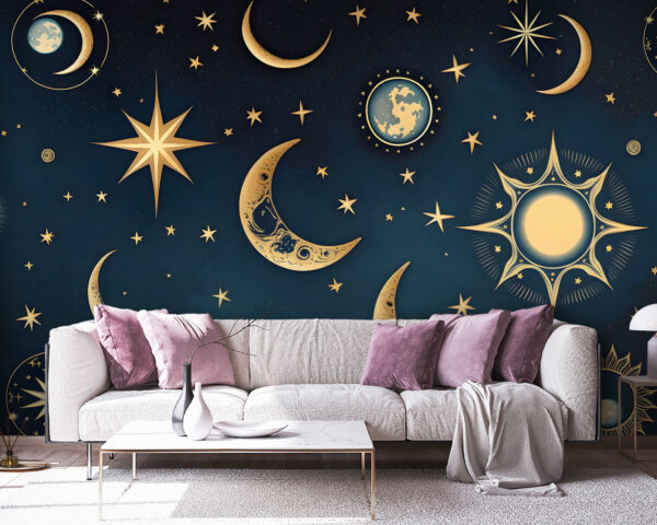 Moon and stars in the sky Moon and stars in the sky