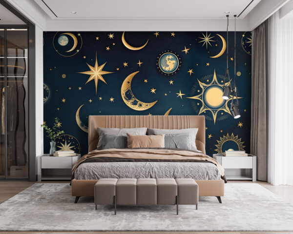 Moon and stars in the sky Moon and stars in the sky