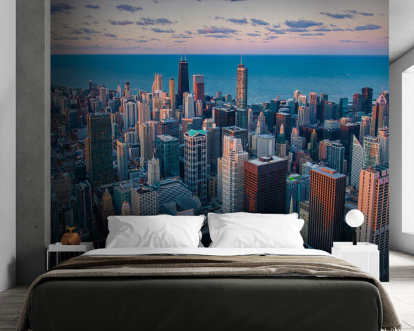 City with tall buildings and a body of water City with tall buildings and a body of water