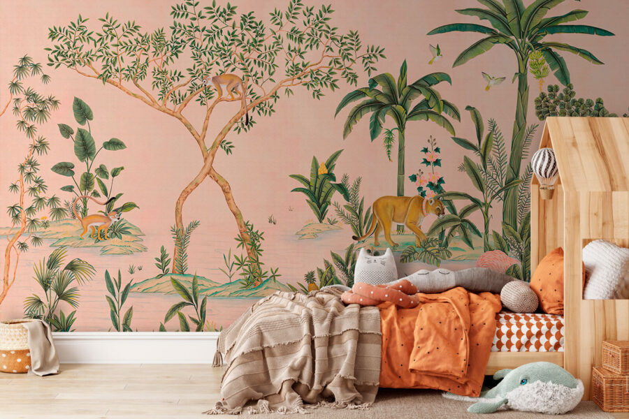 Wall murals Wallpaper with animals and trees - Image 3