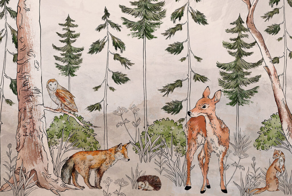 Wall mural with animals and trees Wall mural with animals and trees
