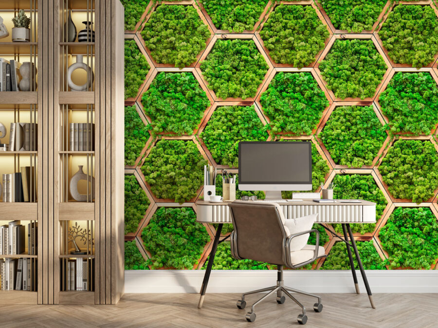 Wall of plants in hexagons