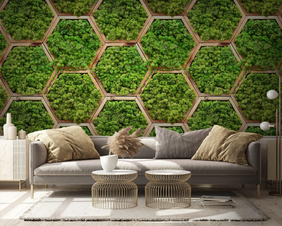 Wall of plants in hexagons