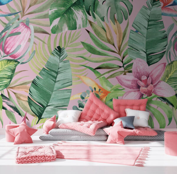 Pattern of tropical leaves and flowers u95465pir2 600x590 - Pattern of tropical leaves and flowers - tegory