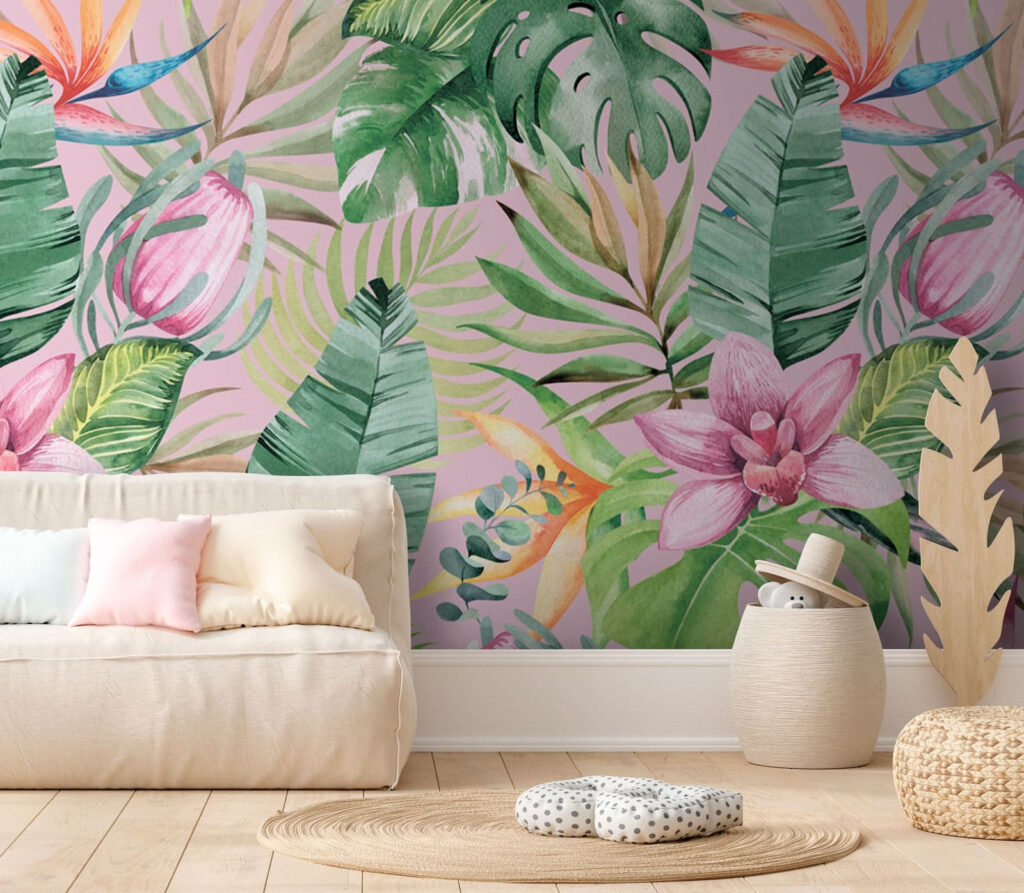 Pattern of tropical leaves and flowers u95465pir1m 1024x893 - Pattern of tropical leaves and flowers - tegory