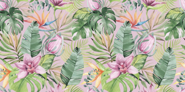 Pattern of tropical leaves and flowers u95465p 600x300 - Pattern of tropical leaves and flowers - tegory