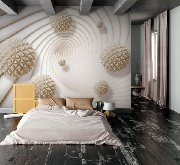 White swirly pattern with white balls White swirly pattern with white balls