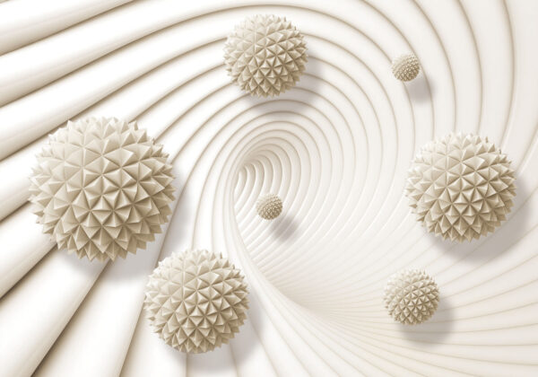 White swirly pattern with white balls White swirly pattern with white balls