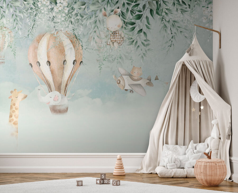 Wall murals Painting of animals flying in the sky