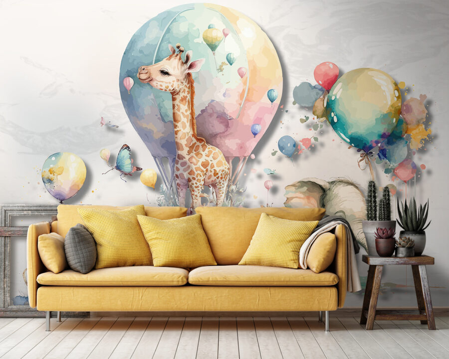 Group of animals with balloons