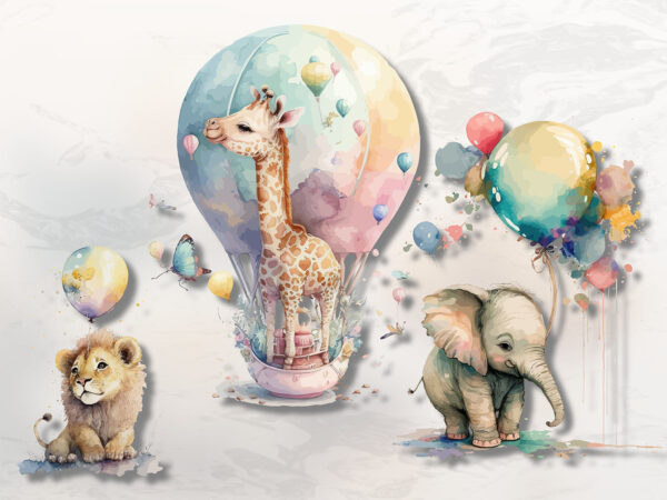 Group of animals with balloons Group of animals with balloons