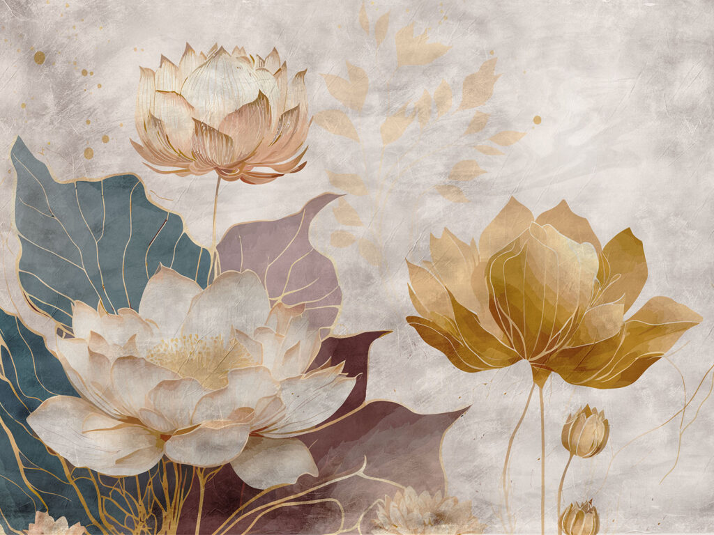 Painting of flowers and leaves Painting of flowers and leaves