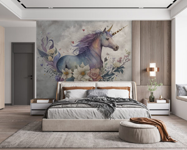 A unicorn with flowers and leaves A unicorn with flowers and leaves