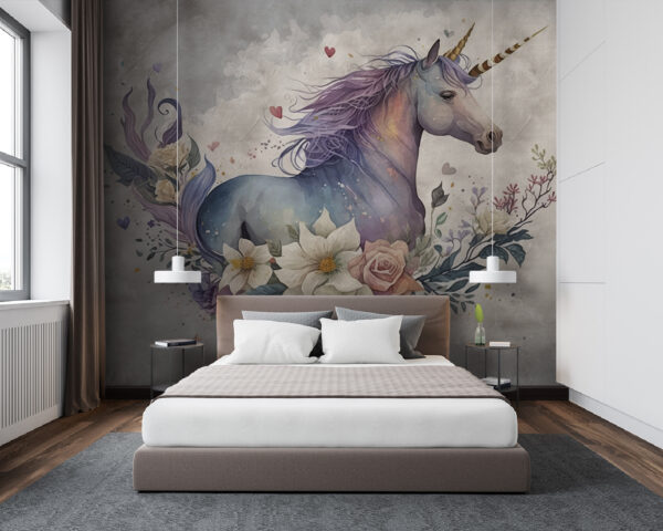 A unicorn with flowers and leaves A unicorn with flowers and leaves