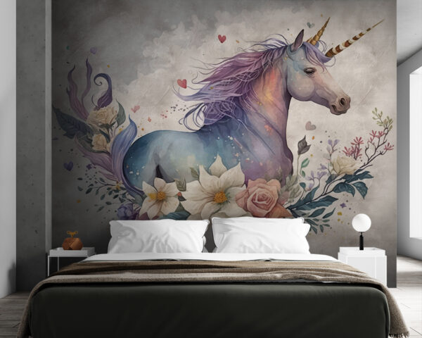 A unicorn with flowers and leaves A unicorn with flowers and leaves