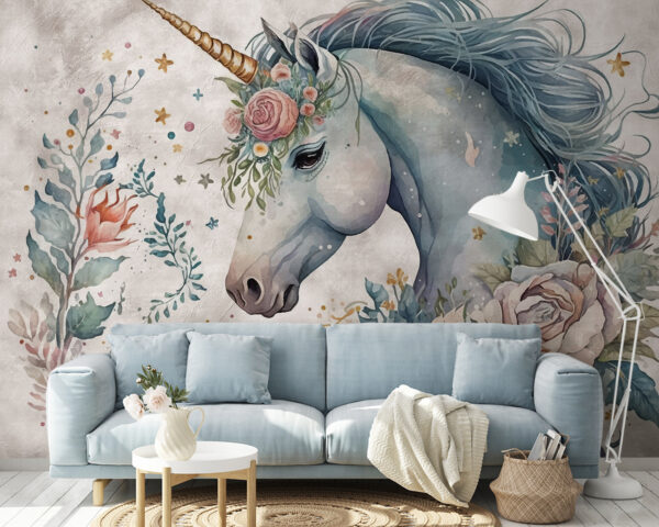 Unicorn with flowers and leaves Unicorn with flowers and leaves