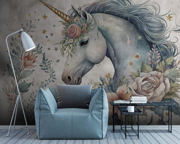 Unicorn with flowers and leaves Unicorn with flowers and leaves