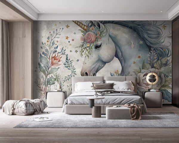 Unicorn with flowers and leaves Unicorn with flowers and leaves