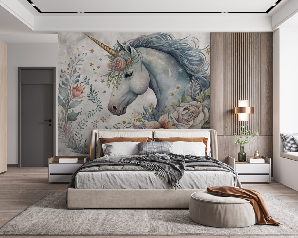 Unicorn with flowers and leaves Unicorn with flowers and leaves