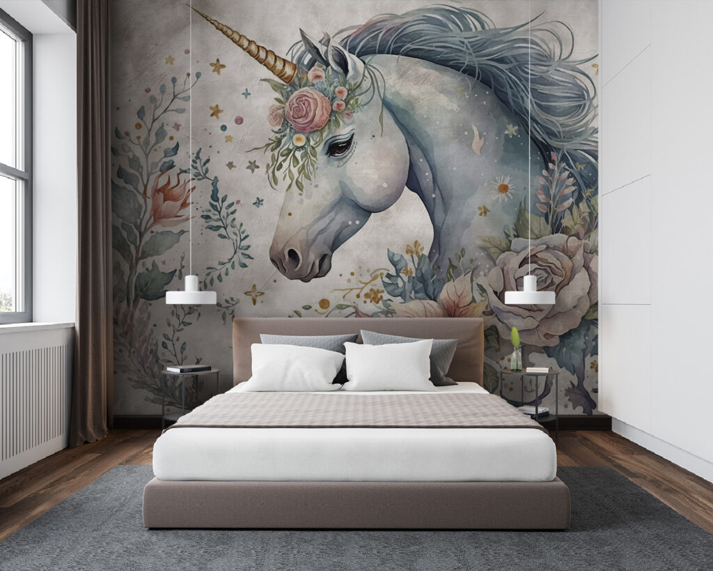 Unicorn with flowers and leaves Unicorn with flowers and leaves