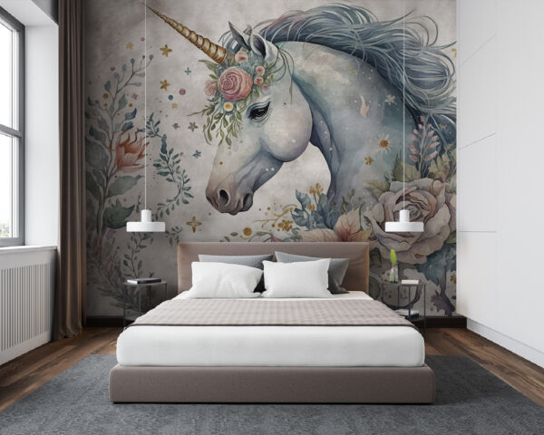 Unicorn with flowers and leaves Unicorn with flowers and leaves