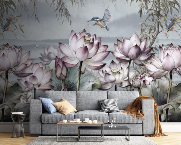 Painting of flowers and a bird Painting of flowers and a bird