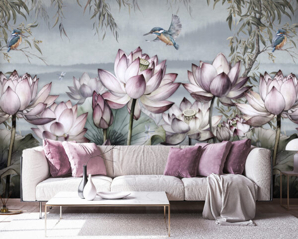 Painting of flowers and a bird Painting of flowers and a bird
