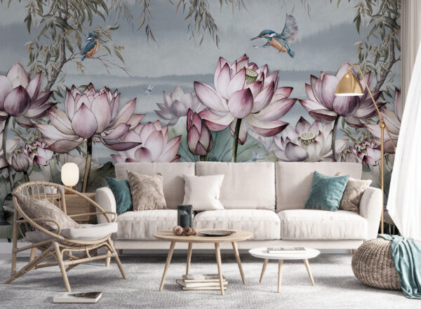 Painting of flowers and a bird Painting of flowers and a bird