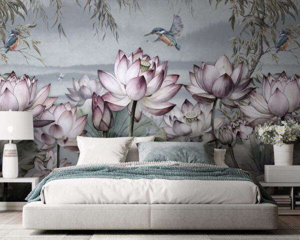 Painting of flowers and a bird Painting of flowers and a bird
